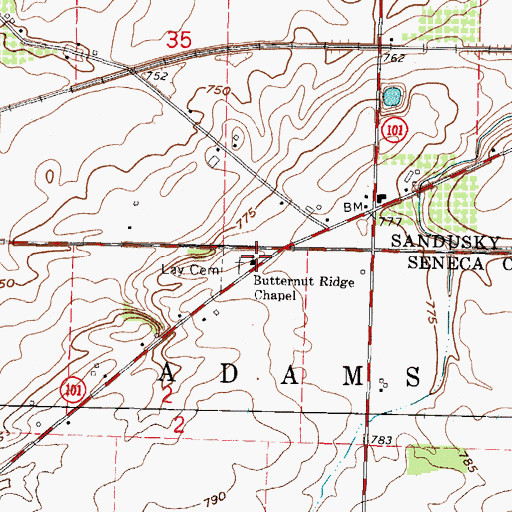 Topographic Map of Butternut Ridge Chapel, OH