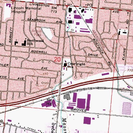 Topographic Map of Courtright School, OH
