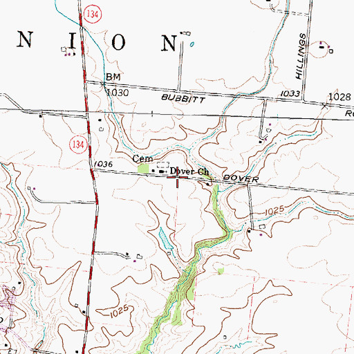 Topographic Map of Dover Church, OH