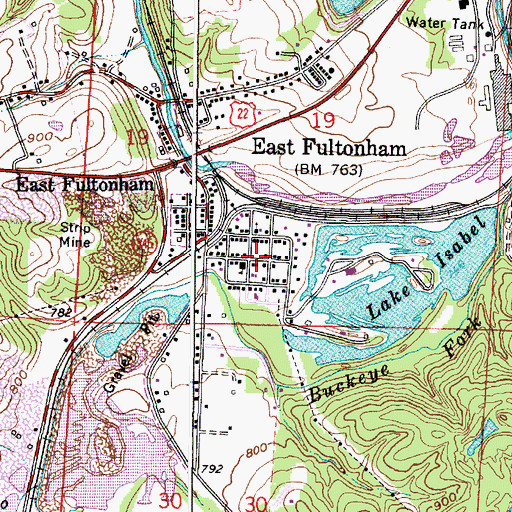 Topographic Map of East Fultonham, OH