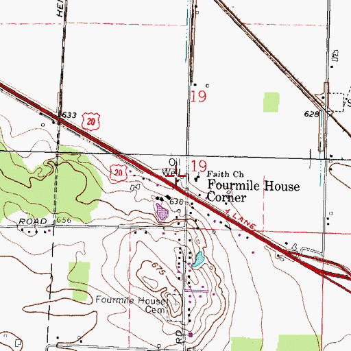 Topographic Map of Faith Church, OH