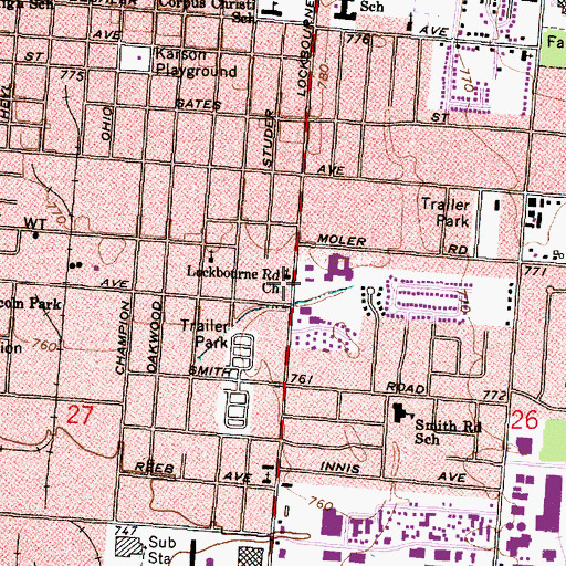 Topographic Map of Lockbourne Road Baptist Church, OH