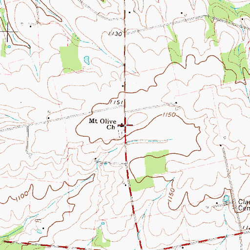 Topographic Map of Mount Olive Church, OH