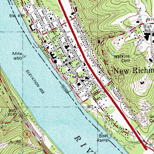 Topographic Map of New Richmond, OH