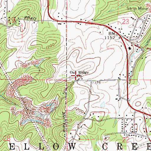 Topographic Map of Oak Ridge United Presbyterian Church, OH