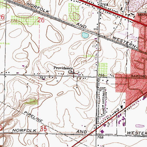 Topographic Map of Providence Church, OH