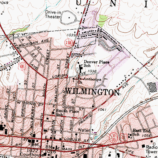 Topographic Map of Saint Anthonys Church, OH