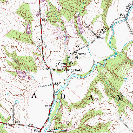 Topographic Map of Springfield Church, OH