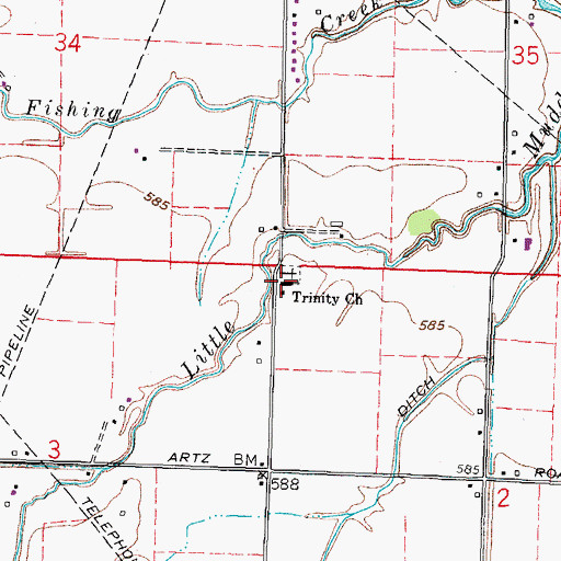 Topographic Map of Trinity Lutheran Church, OH