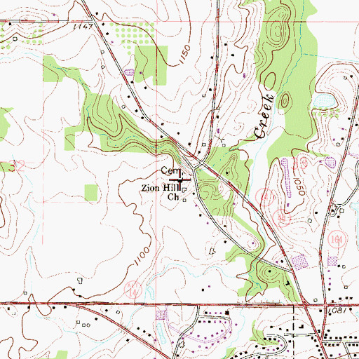Topographic Map of Zion Hill Church, OH