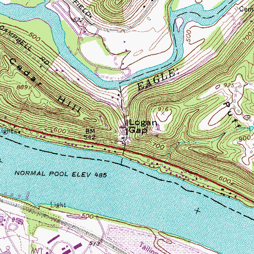 Topographic Map of Logan Gap, OH