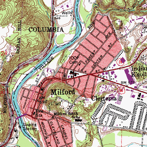 Topographic Map of Milford Main Middle School, OH