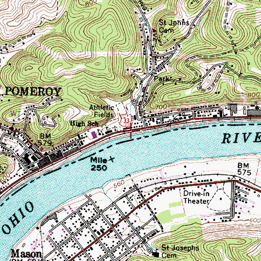 Topographic Map of Naylors Run, OH