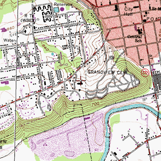 Topographic Map of First Presbyterian Church, OH