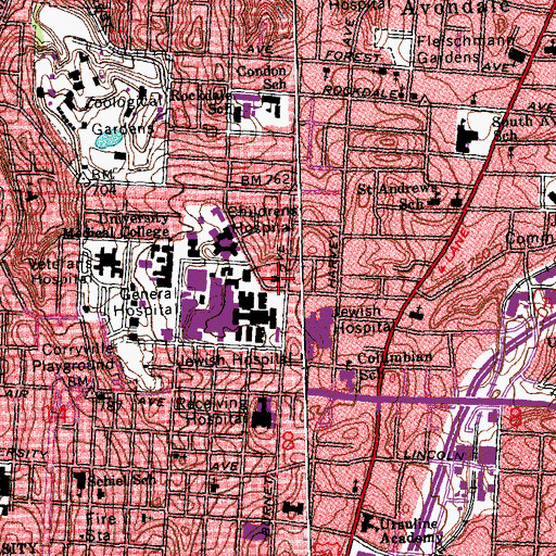 Topographic Map of Cincinnati Home for Aged Men, OH