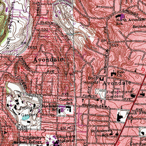 Topographic Map of Saint Clement Catholic Church, OH