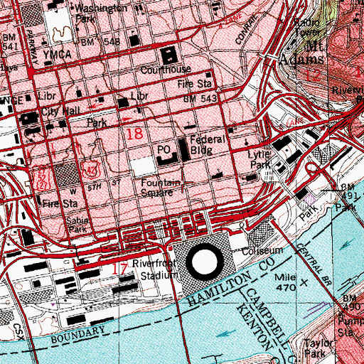 Topographic Map of First Presbyterian Church (historical), OH