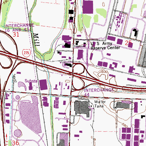 Topographic Map of Interchange 44, OH