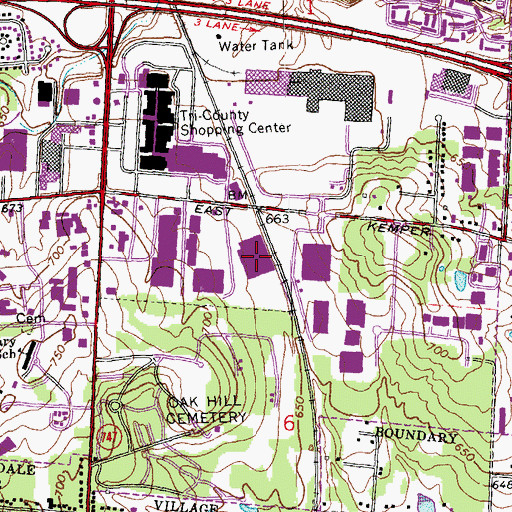 Topographic Map of Springdale Mall Shopping Center, OH