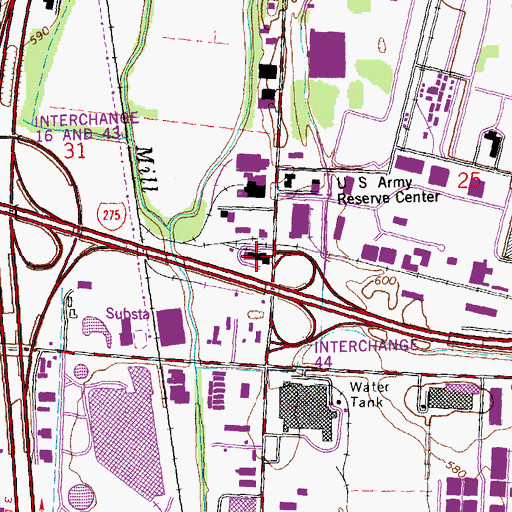 Topographic Map of Home Center Mall Shopping Center, OH