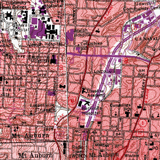 Topographic Map of First Unitarian Church, OH