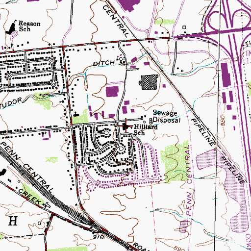 Topographic Map of Beacon Elementary School, OH