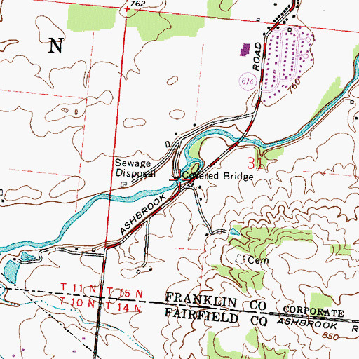Topographic Map of Bergstresser Covered Bridge, OH