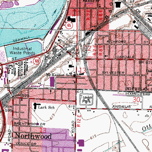 Topographic Map of Northwood Baptist Church, OH