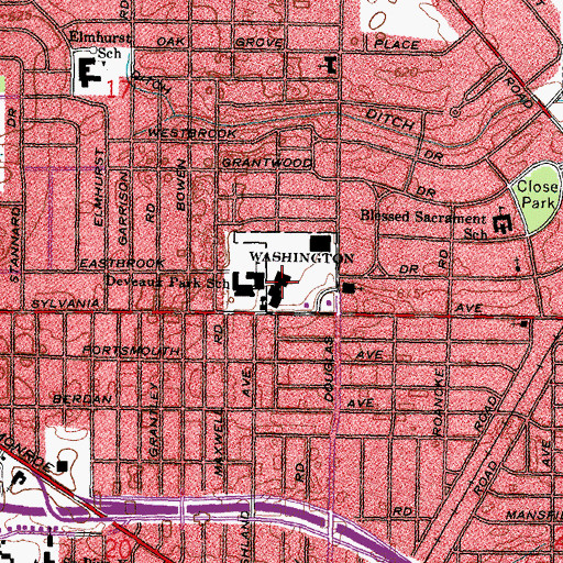Topographic Map of Deveaux Village Shopping Center, OH