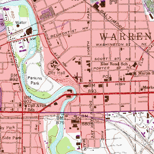 Topographic Map of First Presbyterian Church, OH