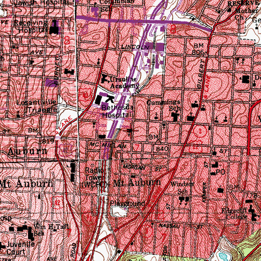 Topographic Map of United Christian Church, OH
