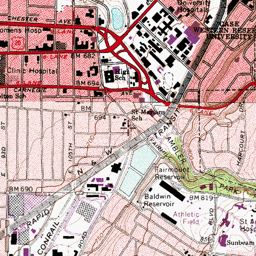 Topographic Map of Saint Marians Catholic Church, OH