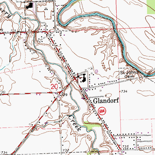Topographic Map of Saint John Catholic Church, OH