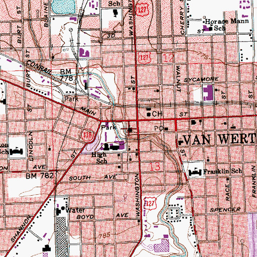 Topographic Map of First United Methodist Church, OH