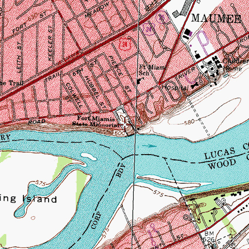 Topographic Map of Fort Miami (historical), OH