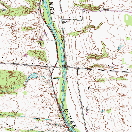 Topographic Map of Bluff Run, OH