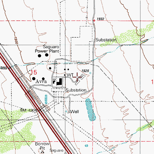 Topographic Map of Saguaro Power Plant, AZ
