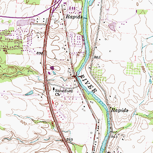 Topographic Map of Rocky Run, OH