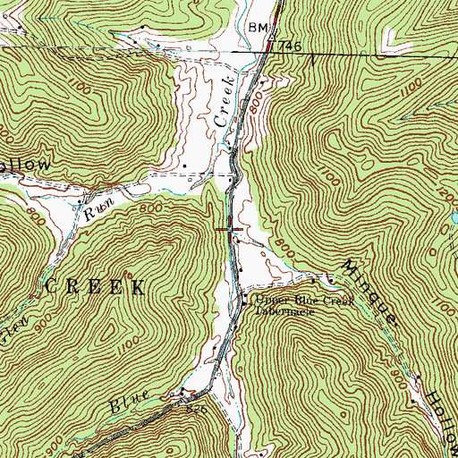 Topographic Map of Minque Run, OH