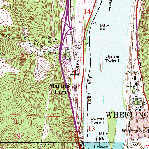 Topographic Map of Glenndale (historical), OH