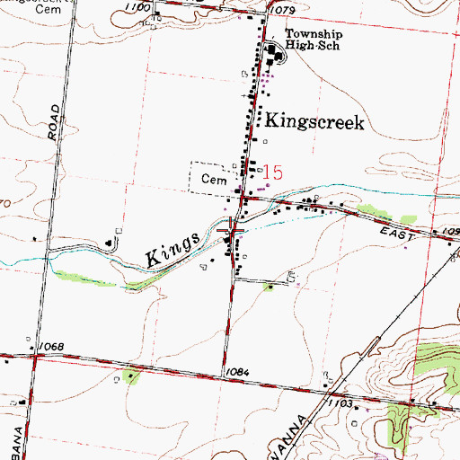 Topographic Map of Kings Creek Mill (historical), OH