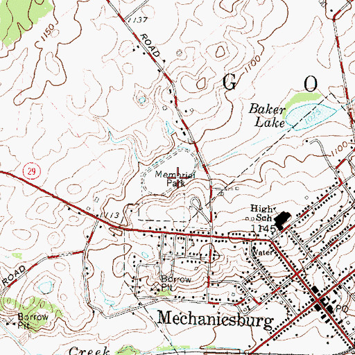 Topographic Map of Memorial Park, OH