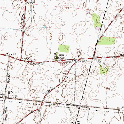 Topographic Map of Wilson Chapel Cemetery, OH