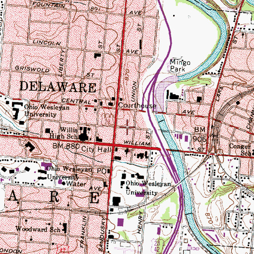 Topographic Map of Pluggys Town (historical), OH