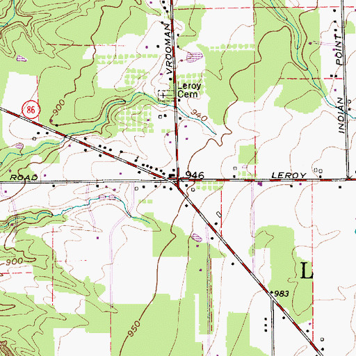 Topographic Map of Five Points, OH