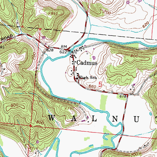 Topographic Map of Cadmus High School (historical), OH
