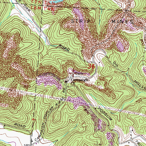 Topographic Map of Campaign Cemetery, OH