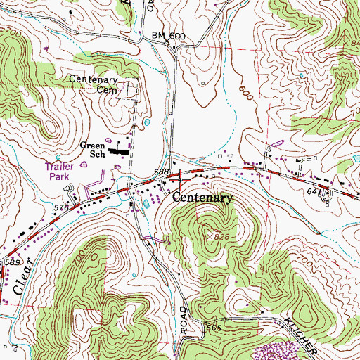 Topographic Map of Centenary Methodist Church, OH