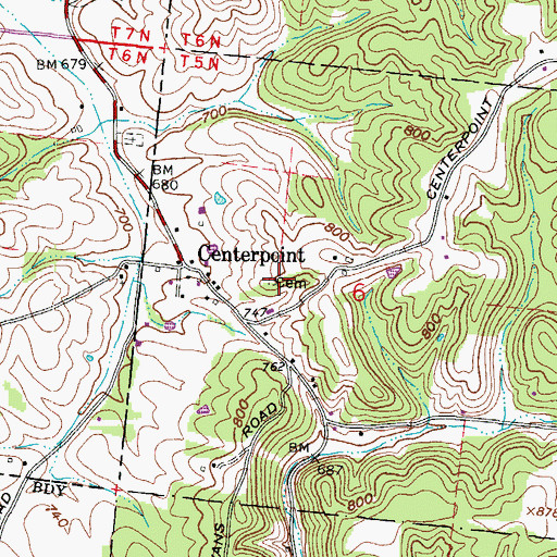 Topographic Map of Centerpoint Cemetery, OH
