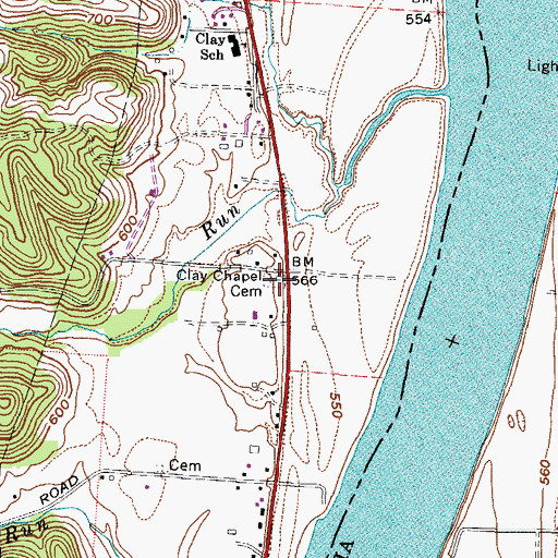 Topographic Map of Clay Chapel Methodist Church (historical), OH